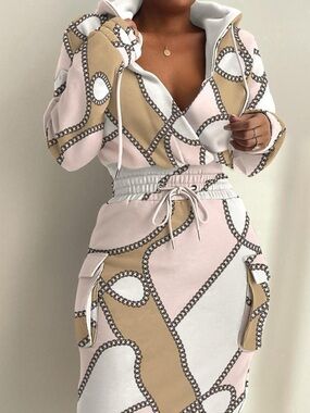 Full Size Drawstring Waist Surplice Printed Dress Plus Size